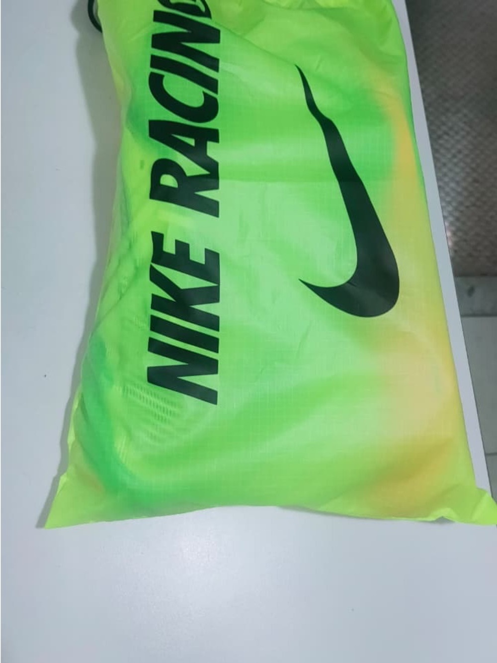 Nike Neon Green Racing Drawstring Bag with Black Logo
